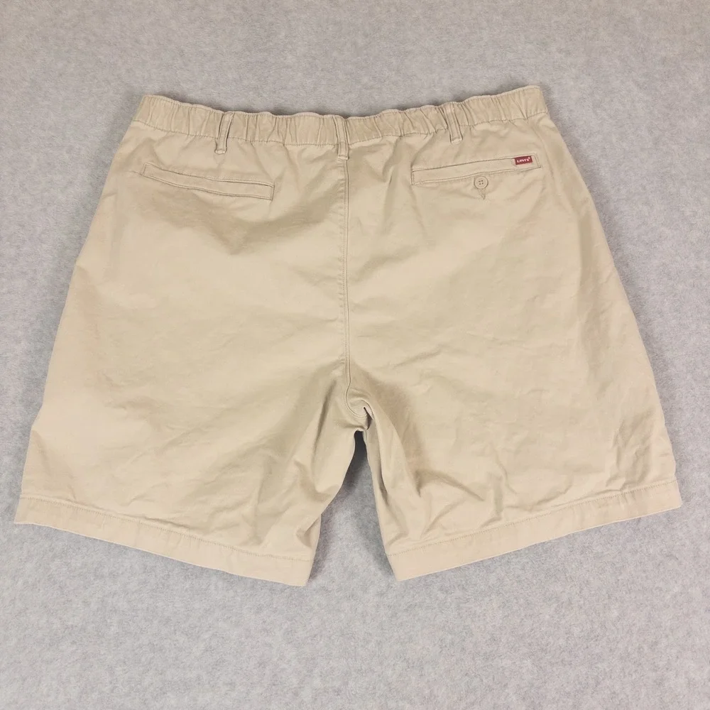 Levis XX Chino EZ Shorts Mens XXL Tan Khaki Elastic Waist Relaxed Fit Cotton
